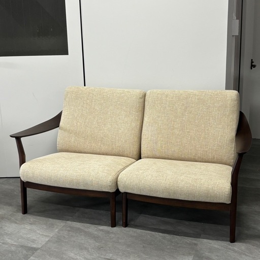 karimoku カリモク 2人掛けソファWW57 2P 肘掛 アームチェア 分離タイプ 美品 WW5708 家具 札幌市白石区