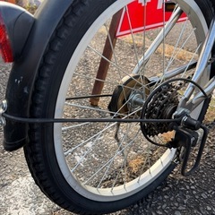 20インチ折り畳み自転車後輪ホイール、タイヤ新品交換済の画像