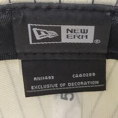 ニューエラロサンゼルスドジャース 　5950キャップ 白　紺　ピンストライプ ネイビーつば 刺繍ロゴ 帽子 メンズ レディース 野球 ストリート系にも人気のベースボールキャップ　251121-6Yの画像