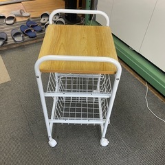 【リサイクルサービス八光】幅45㎝　不二貿易　キッチンワゴン FBC-01-1 WH/NAの画像