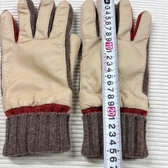 メンズ 手袋 ニット×合皮 　の画像