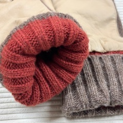 メンズ 手袋 ニット×合皮 　の画像