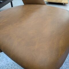 【美品】 ダイニングセット 食卓テーブルセット 天板幅140cm 天板高さ72cm イス4脚 レザーチェア アイアン脚：ブラウン/ブラックの画像