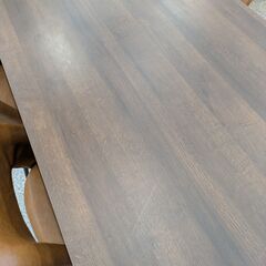 【美品】 ダイニングセット 食卓テーブルセット 天板幅140cm 天板高さ72cm イス4脚 レザーチェア アイアン脚：ブラウン/ブラックの画像