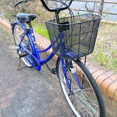 中古自転車 BA ママチャリ 自転車 内装3段ギア 26インチ LEDライト ブルー 通勤 通学 近所のお出掛けなどにの画像