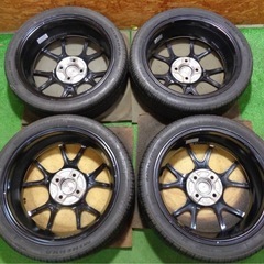 中古タイヤホイール4本SET SSR GTX02 16×5J 100/4 +48 グロスブラック MINERVA RADIAL F205 165/45R16 2021年製造 軽自動車 インチアップの画像
