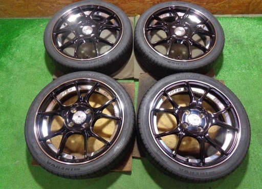中古タイヤホイール4本SET SSR GTX02 16×5J 100/4 +48 グロスブラック MINERVA RADIAL F205 165/45R16 2021年製造 軽自動車 インチアップ