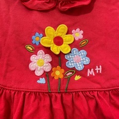 【80】ミキハウス 赤 ワンピース 花柄の画像