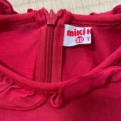 【80】ミキハウス 赤 ワンピース 花柄の画像