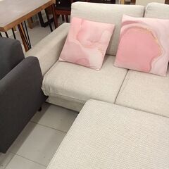 ★リユースのサカイ千葉中央店★  L字ソファ　オットマン付 ベージュ H75×D142×W242 クリーニング済み TC5457の画像