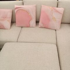 ★リユースのサカイ千葉中央店★  L字ソファ　オットマン付 ベージュ H75×D142×W242 クリーニング済み TC5457の画像