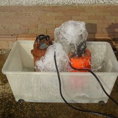 水中ポンプ　2台とホースのセット（ホース全長87m)　中古品の画像