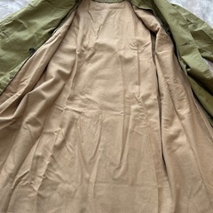 Calvin KleinカルバンクラインCKトレンチコート スプリングコート cort アウター冬服秋服春服カーキ綿キュプラ毛サイズB82H90T155肩幅48センチ身幅55センチ袖丈49センチ着丈107センチレディースLADYS女性用婦人ウィメンズwomenの画像