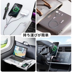 新品未使用品✨3in2充電ケーブル ピンク iPhone＆Apple Watch同時対応 高速充電タイプC/Lightning対応！の画像