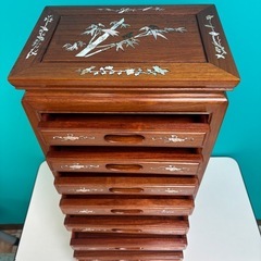 アンティークチェスト　中国螺鈿細工唐木小引き出しの画像