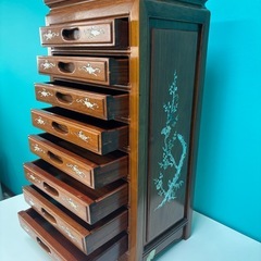 アンティークチェスト　中国螺鈿細工唐木小引き出しの画像