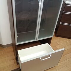 ★リユースのサカイつくば店★TK7375  食器棚 ダークブラウン H180×D37×W60 クリーニング済みの画像