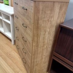 ★リユースのサカイつくば店★TK7376  チェスト ナチュラル H109×D40×W80 クリーニング済みの画像