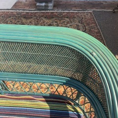 ラタンソファ　ヨーロピアンテイスト　グリーンの画像