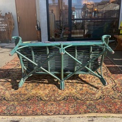 ラタンソファ　ヨーロピアンテイスト　グリーンの画像