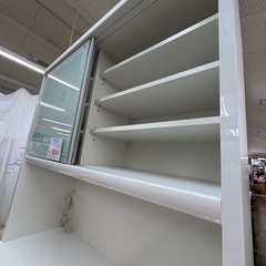 【リユースマン倉敷】松田家具 キッチンボード ホワイト×ブラウン 食器棚の画像