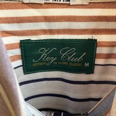 A2511-334 Key Club 長袖 ボタンダウンシャツ Mサイズ マルチカラー ストライプ 毛玉汚れ有り の画像