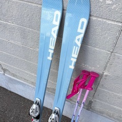 お引取り限定 HEAD ヘッド CYBER C100 レディースカービングスキーセット 160cm ビンディング装着済み ストック付き の画像