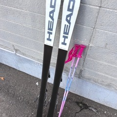 お引取り限定 HEAD ヘッド CYBER C100 レディースカービングスキーセット 160cm ビンディング装着済み ストック付き の画像
