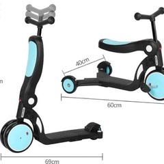 beberoad 4 in 1 多機能子供用キックスクーター　水色の画像