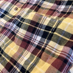 A2511-335 UNIQLO 長袖シャツ Lサイズ イエロー系 チェック柄 ほつれ汚れ有りの画像