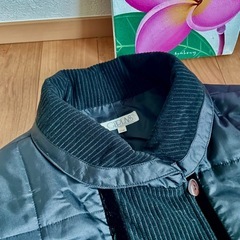 【11号】ブラックキルティングロングコートの画像