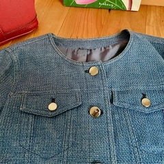 【ANAYI】アナイ　デニム調ノーカラージャケット 36の画像