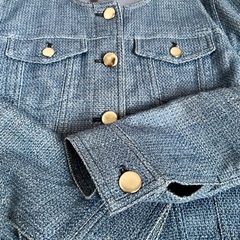 【ANAYI】アナイ　デニム調ノーカラージャケット 36の画像