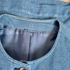 【ANAYI】アナイ　デニム調ノーカラージャケット 36の画像