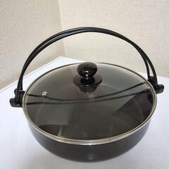 美品！すき焼き鍋２６㎝　高さ6.5㎝　ガラス蓋付 　ガス火　 まとめ販売もしております 是非ご利用くださいの画像