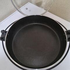 美品！すき焼き鍋２６㎝　高さ6.5㎝　ガラス蓋付 　ガス火　 まとめ販売もしております 是非ご利用くださいの画像