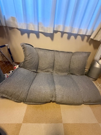 【美品】グレーソファ　ソファーベッド