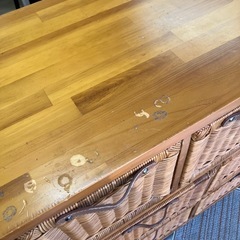 O2511-539 ラタン製カゴ引き出し付き 3段チェスト レトロ キズ有り 中古の画像