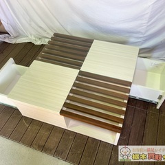 【A155】ローテーブル センターテーブル リビング ホワイトブラウン ガラス ウォールナット 美品の画像