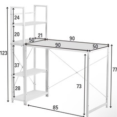 デスク　テーブル　オフィスデスク　棚　分離型の画像