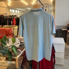 M2511-339 AVIREX 半袖 ポロシャツ XLサイズ ライトブルー 毛玉ほつれ有りの画像