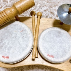 リズムポコ ドラムセット 大人気の本格派ドラムセット 定価1.5万円ほどRhythm poco NAKANO ナカノ 楽器玩具 知育玩具 木製　の画像