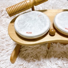 リズムポコ ドラムセット 大人気の本格派ドラムセット 定価1.5万円ほどRhythm poco NAKANO ナカノ 楽器玩具 知育玩具 木製　の画像