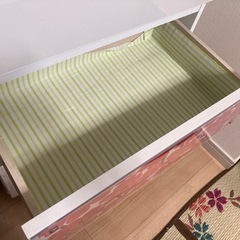 【あげます】3段引き出しチェスト着せ替え家具(マリメッコ生地おまけ)ニッセン組み立て家具 【中野区野方ホープ軒そば】 の画像