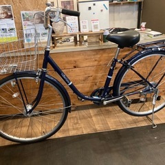 【後輪タイヤ・後輪チューブ新品！】 LEDオートライト　26インチ自転車　ネイビーブルーの画像