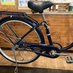 【後輪タイヤ・後輪チューブ新品！】 LEDオートライト　26インチ自転車　ネイビーブルーの画像