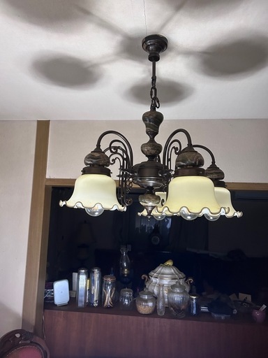 金箔ブロンズシャンデリア　ヴィンテージ