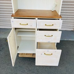 ニトリ　キッチンボード　食器棚　シナモ80KB 幅80cm フレンチカントリーの画像