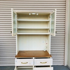 ニトリ　キッチンボード　食器棚　シナモ80KB 幅80cm フレンチカントリーの画像