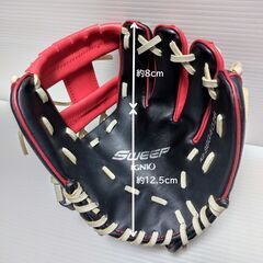 ◆極上品｜園児・子供用｜IGNIO｜イグニオ｜SWEEP｜IQ-8BG4026｜右投げ用｜グラブ｜ブラック/レッド｜野球｜グローブ｜ベースボールの画像
